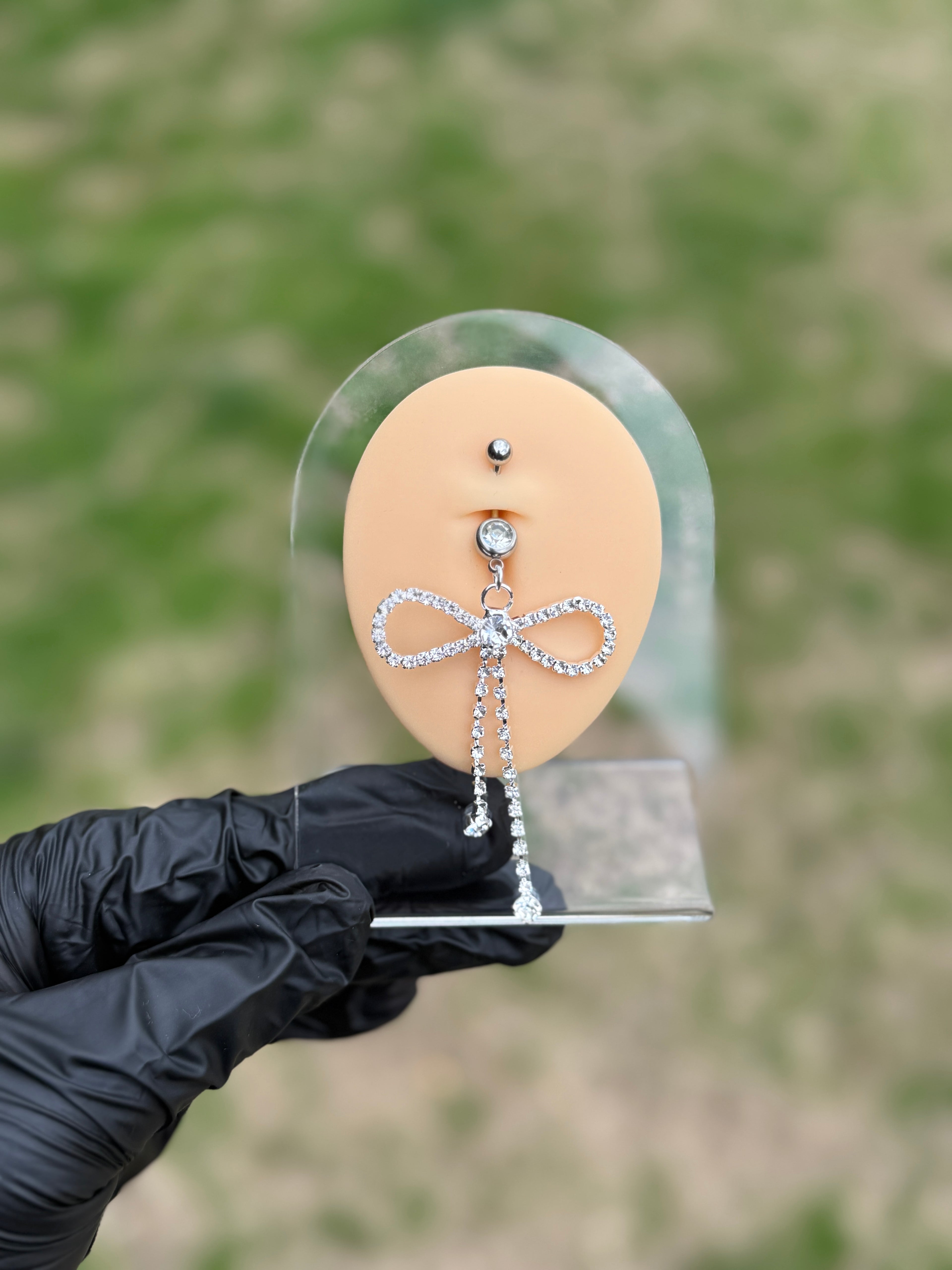 Crystal  Bow Tassel Belly Ring